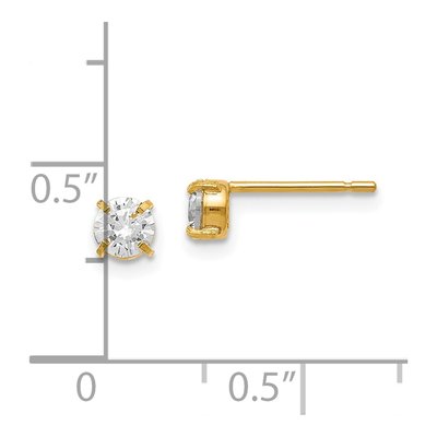 14K Yellow Gold 4mm Round CZ Stud Earrings – view 5