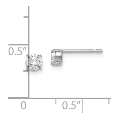 14K White Gold 4mm Round CZ Stud Earrings – view 5