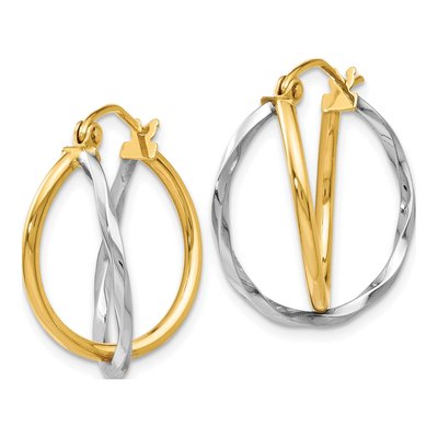 14K Two-Tone Gold Bypass Hoop Earrings – view 3