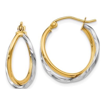 14K Two-Tone Gold Bypass Hoop Earrings