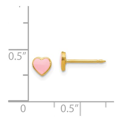Stainless Steel Pink Enamel Heart Stud Earrings – view 4