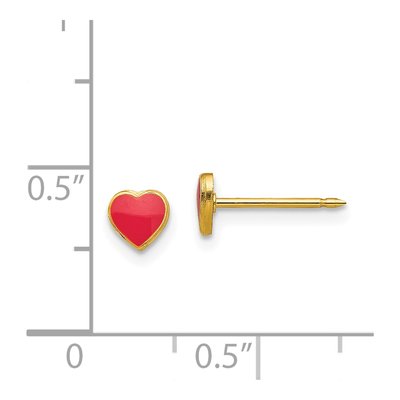 Stainless Steel Red Enamel Heart Stud Earrings – view 4
