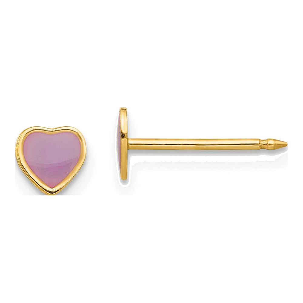 14K Gold Purple Heart Epoxy Post Earrings