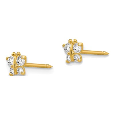 14K Yellow Gold CZ Butterfly Stud Earrings – view 2