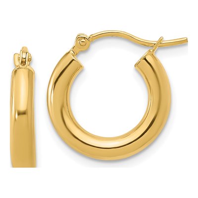 14K Yellow Gold 15mm Hoop Earrings