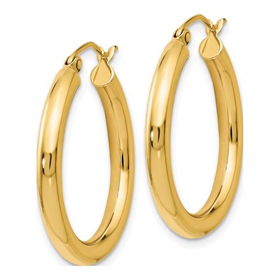 14K Yellow Gold 25mm Hoop Earrings – view 3
