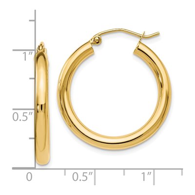 14K Yellow Gold 25mm Hoop Earrings – view 5