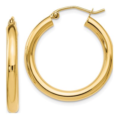 14K Yellow Gold 25mm Hoop Earrings