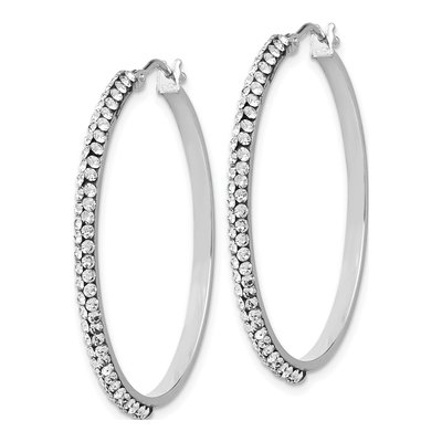 14K Yellow Gold 33mm Crystal Hoop Earrings – view 3