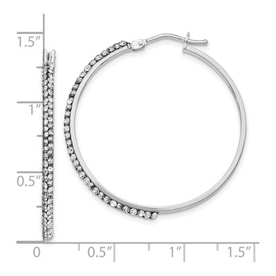 14K Yellow Gold 33mm Crystal Hoop Earrings – view 5