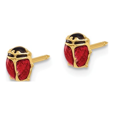 14K Yellow Gold Enamel Ladybug Stud Earrings – view 2
