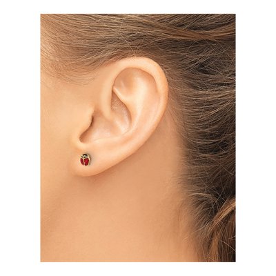 14K Yellow Gold Enamel Ladybug Stud Earrings – view 3