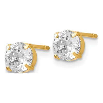14K Yellow Gold 5mm Round CZ Stud Earrings – view 3