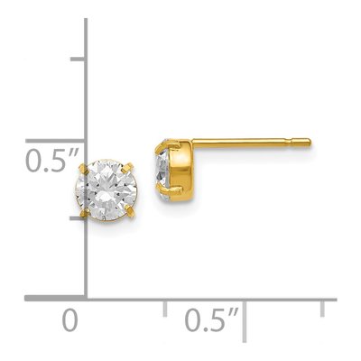 14K Yellow Gold 5mm Round CZ Stud Earrings – view 5