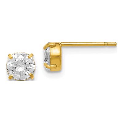 14K Yellow Gold 5mm Round CZ Stud Earrings