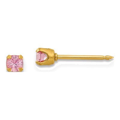 June Pink Crystal Birthstone Stud Earrings