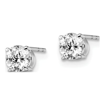 14K White Gold 5mm Round CZ Stud Earrings – view 3