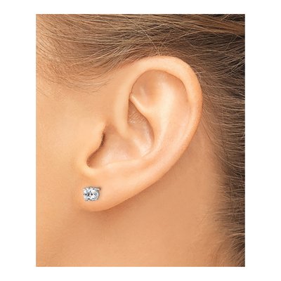 14K White Gold 5mm Round CZ Stud Earrings – view 4
