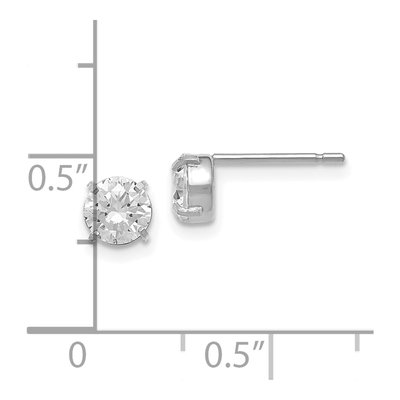 14K White Gold 5mm Round CZ Stud Earrings – view 5