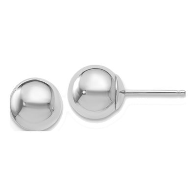 14K White Gold Ball Stud Earrings