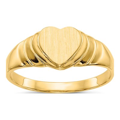 18K Yellow Gold Children's Heart Signet Ring
