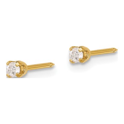 14K Yellow Gold 1/10 ct tw 2mm Round Diamond Piercing Stud Earrings – view 2