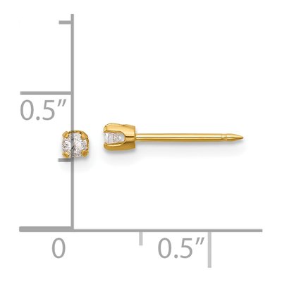 14K Yellow Gold 1/10 ct tw 2mm Round Diamond Piercing Stud Earrings – view 4