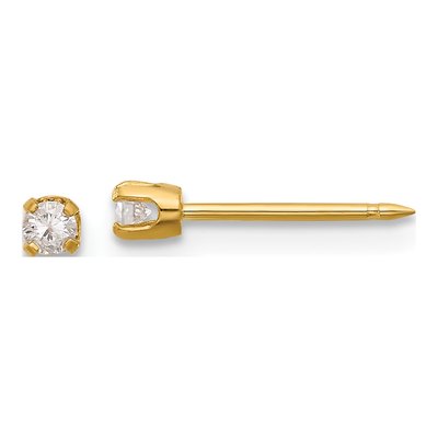 14K Yellow Gold 1/10 ct tw 2mm Round Diamond Piercing Stud Earrings