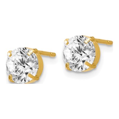 14K Yellow Gold 6mm Round CZ Stud Earrings – view 3