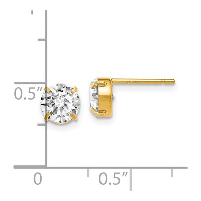 14K Yellow Gold 6mm Round CZ Stud Earrings – view 5