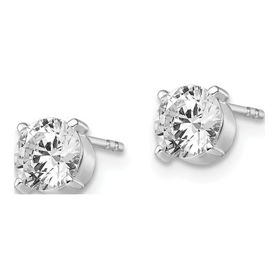 14K White Gold 6mm Round CZ Stud Earrings – view 3