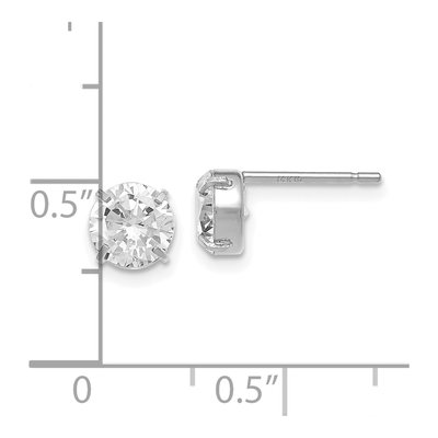 14K White Gold 6mm Round CZ Stud Earrings – view 5