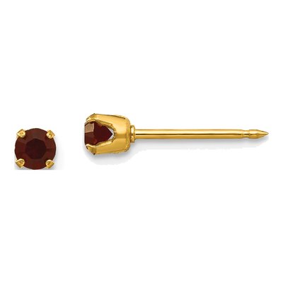 14K Yellow Gold Crystal January Birthstone Stud Earrings