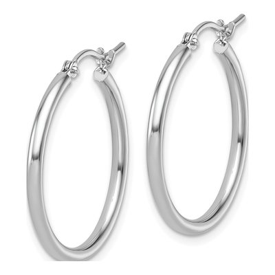14K White Gold 25mm Hoop Earrings – view 3