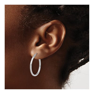 14K White Gold 25mm Hoop Earrings – view 4