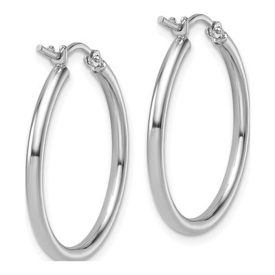 14K White Gold 25mm Hoop Earrings – view 5
