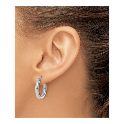 14K White Gold 20mm Hoop Earrings – view 4