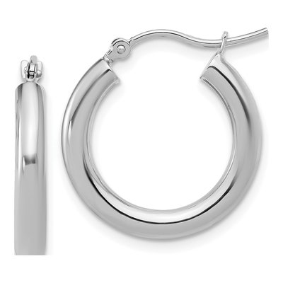 14K White Gold 20mm Hoop Earrings