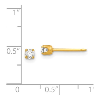 14K Yellow Gold Crystal April Birthstone Stud Earrings – view 4