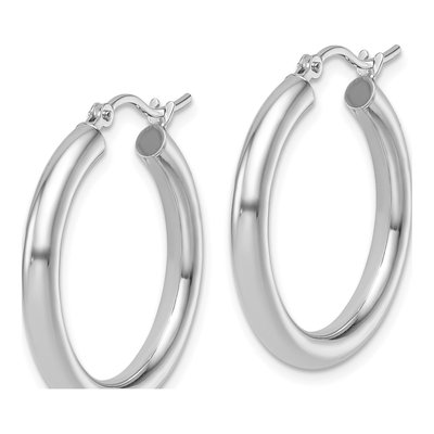 14K White Gold 25mm Hoop Earrings – view 3