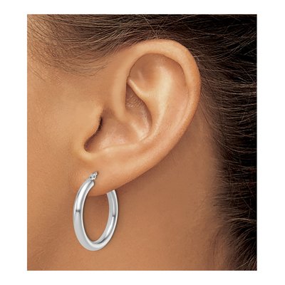 14K White Gold 25mm Hoop Earrings – view 4