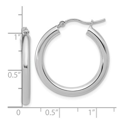 14K White Gold 25mm Hoop Earrings – view 6