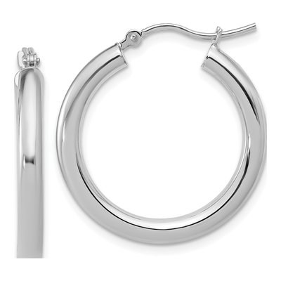 14K White Gold 25mm Hoop Earrings