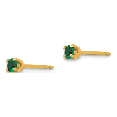 14K Yellow Gold Crystal May Birthstone Stud Earrings – view 2
