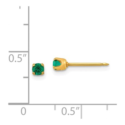 14K Yellow Gold Crystal May Birthstone Stud Earrings – view 4