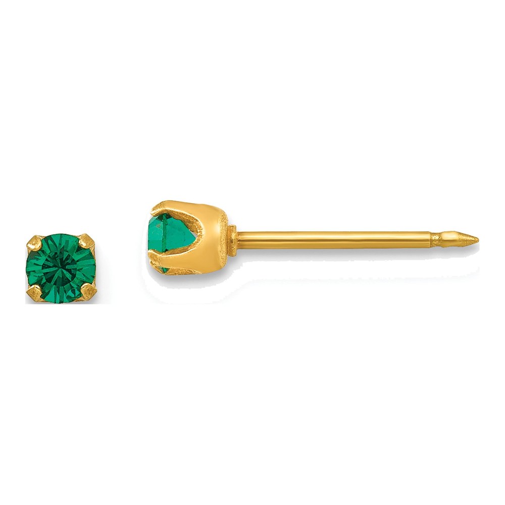 14K Yellow Gold Crystal May Birthstone Stud Earrings
