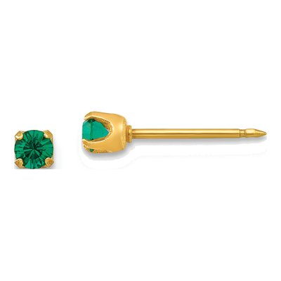 14K Yellow Gold Crystal May Birthstone Stud Earrings