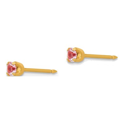 14K Yellow Gold Crystal June Birthstone Stud Earrings – view 2