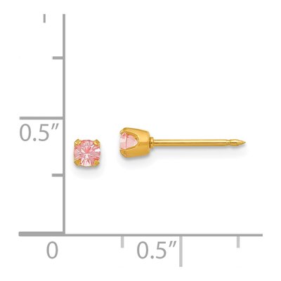 14K Yellow Gold Crystal June Birthstone Stud Earrings – view 4