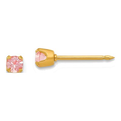 14K Yellow Gold Crystal June Birthstone Stud Earrings